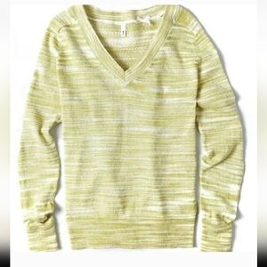 Anthropologie Moth Marled Semi-Sheer V-Neck Sweater S | Lightweight Knit Layer